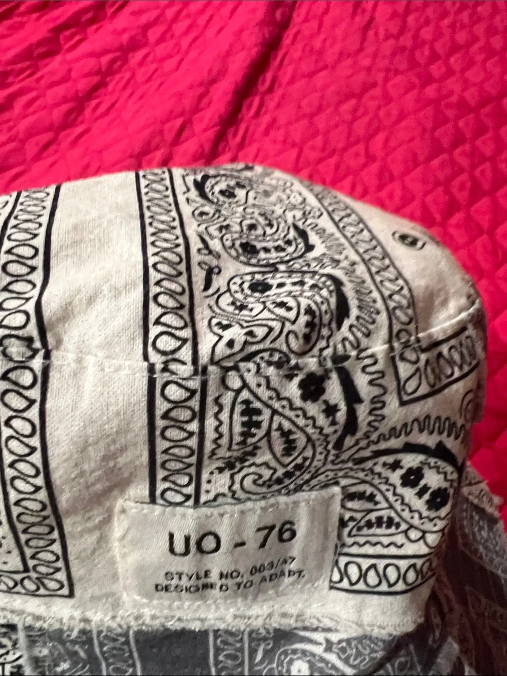 Urban Outfitters Gray and White Paisley Bandana Bucket Hat